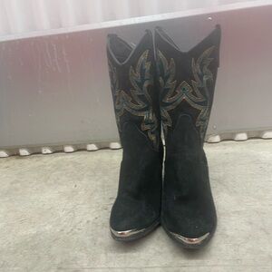 Dingo Women’s Black Suede Western Cowboy Boots Size 10